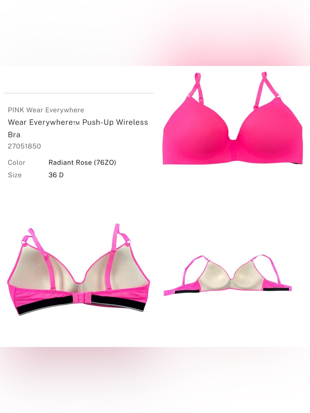 Victoria’s Secret/PINK Wireless Bras - 36D - Large - Lot Of 5 - Picture 3 of 6